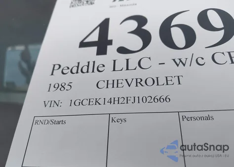 1985 Chevrolet K10 from USA, damaged, VIN 1GCEK14H2FJ102666